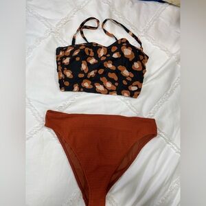 Rust Bikini Set with Floral Top